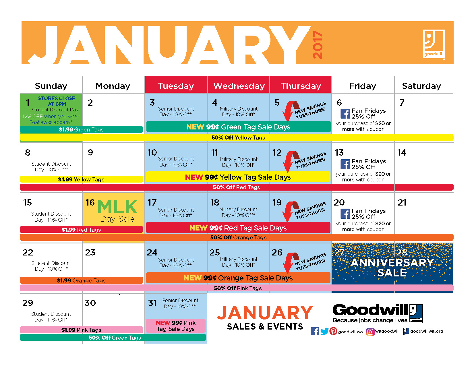 Sales Event Calendar Goodwill